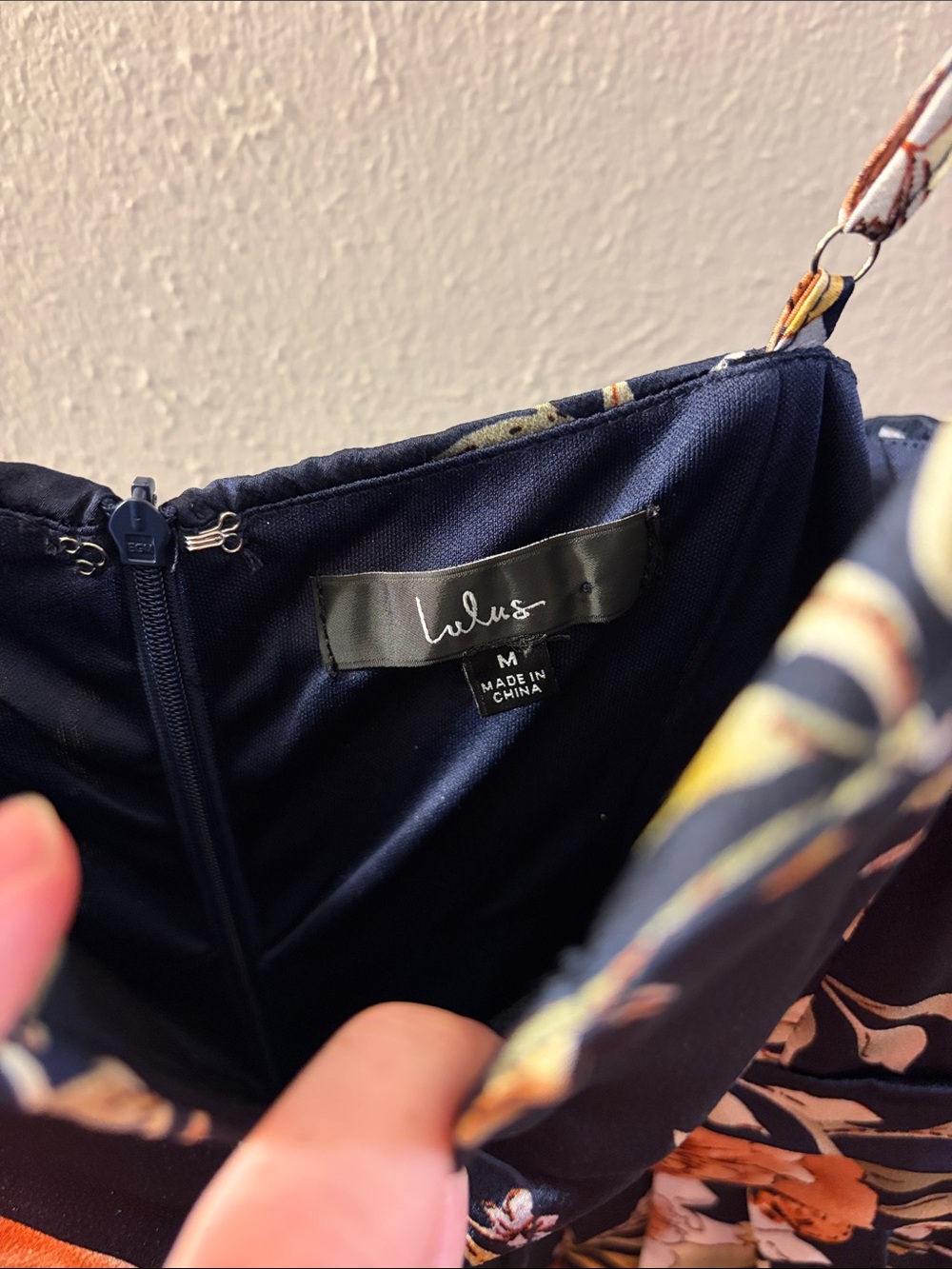 Lulu’s Floral Navy Spaghetti-Strap Dress - Picture 2 of 4